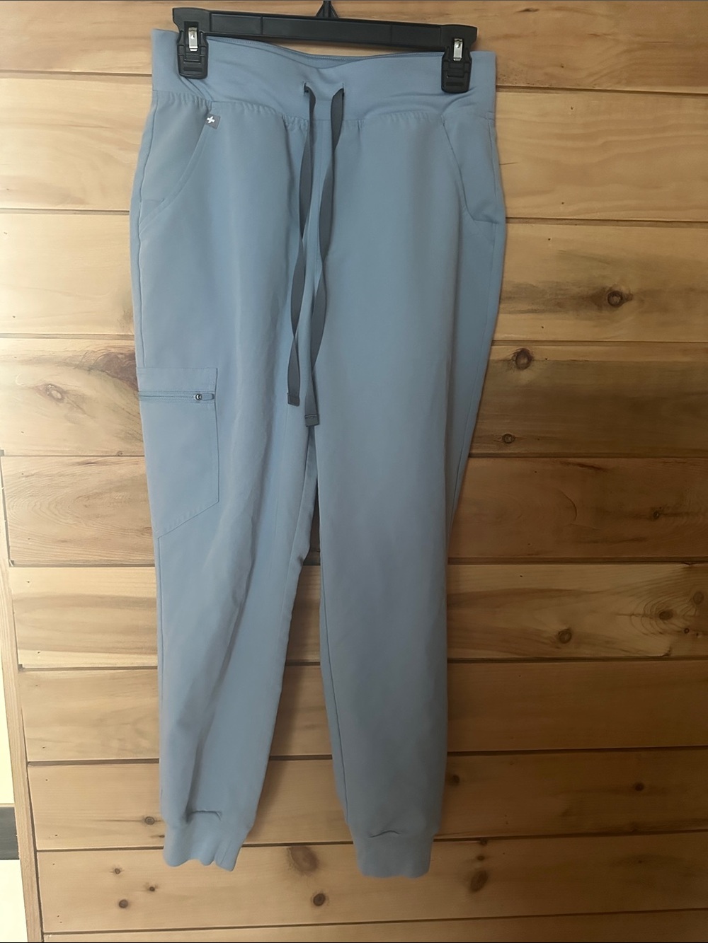 Figs HW Zamora Jogger Scrub Pants Light Blue Drawstring Stretch Small